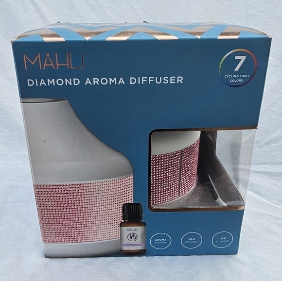 MAHLI DIAMOND AROMA DIFFUSER USB POWERED  7 color led lights pink rhinestones - Picture 1 of 8